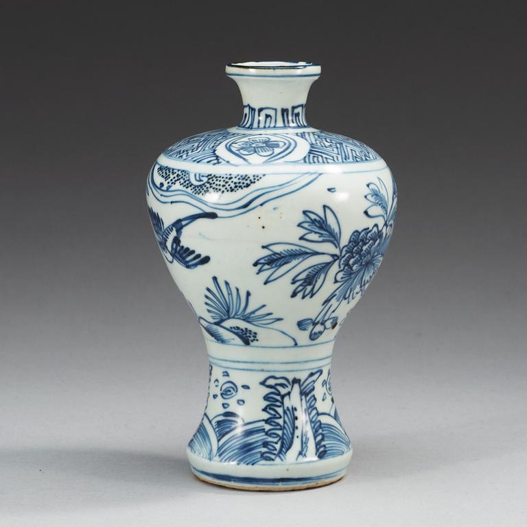 A blue and white vase, Ming dynasty.