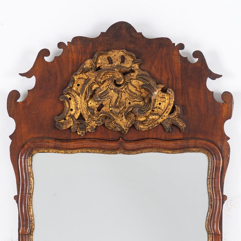 A Rococo mirror, Denmark, 18th century.