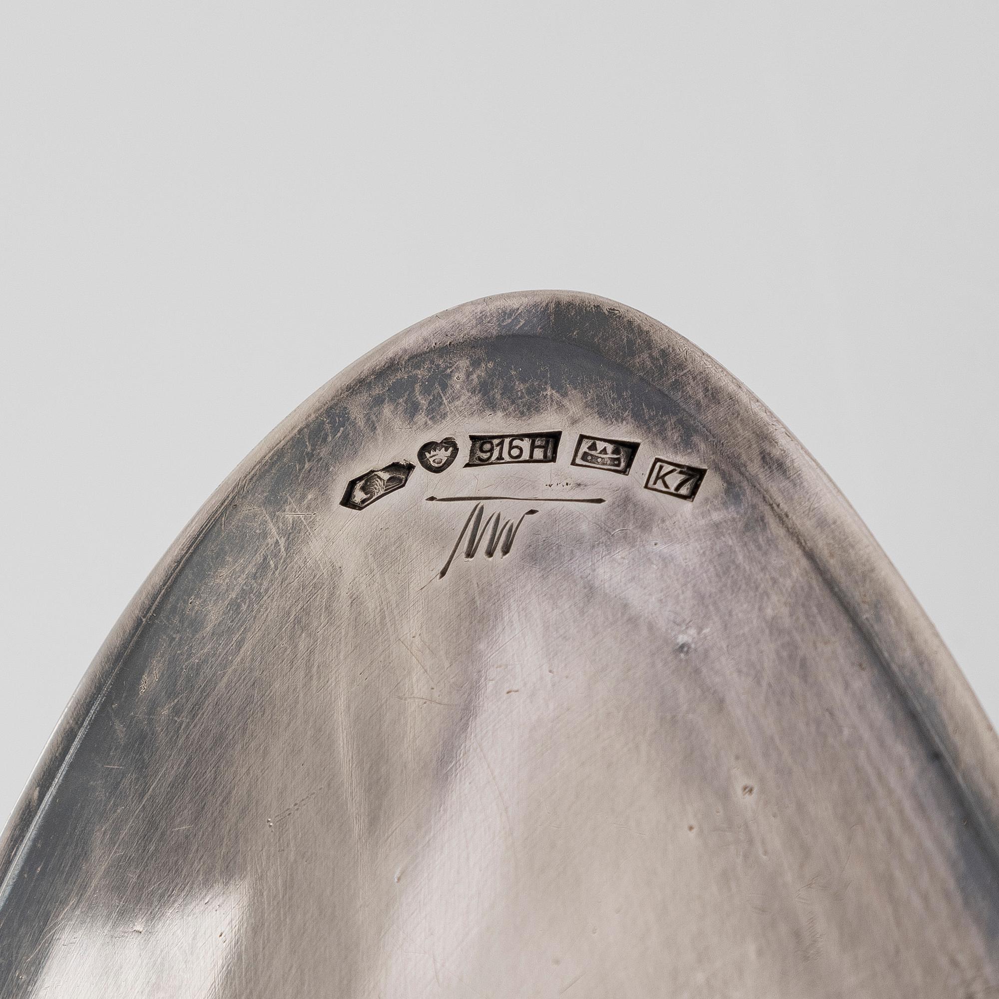 Tapio Wirkkala, A silver dish, TW114, marked TW, Hopeakeskus, Hämeenlinna 1963. Design year 1956.