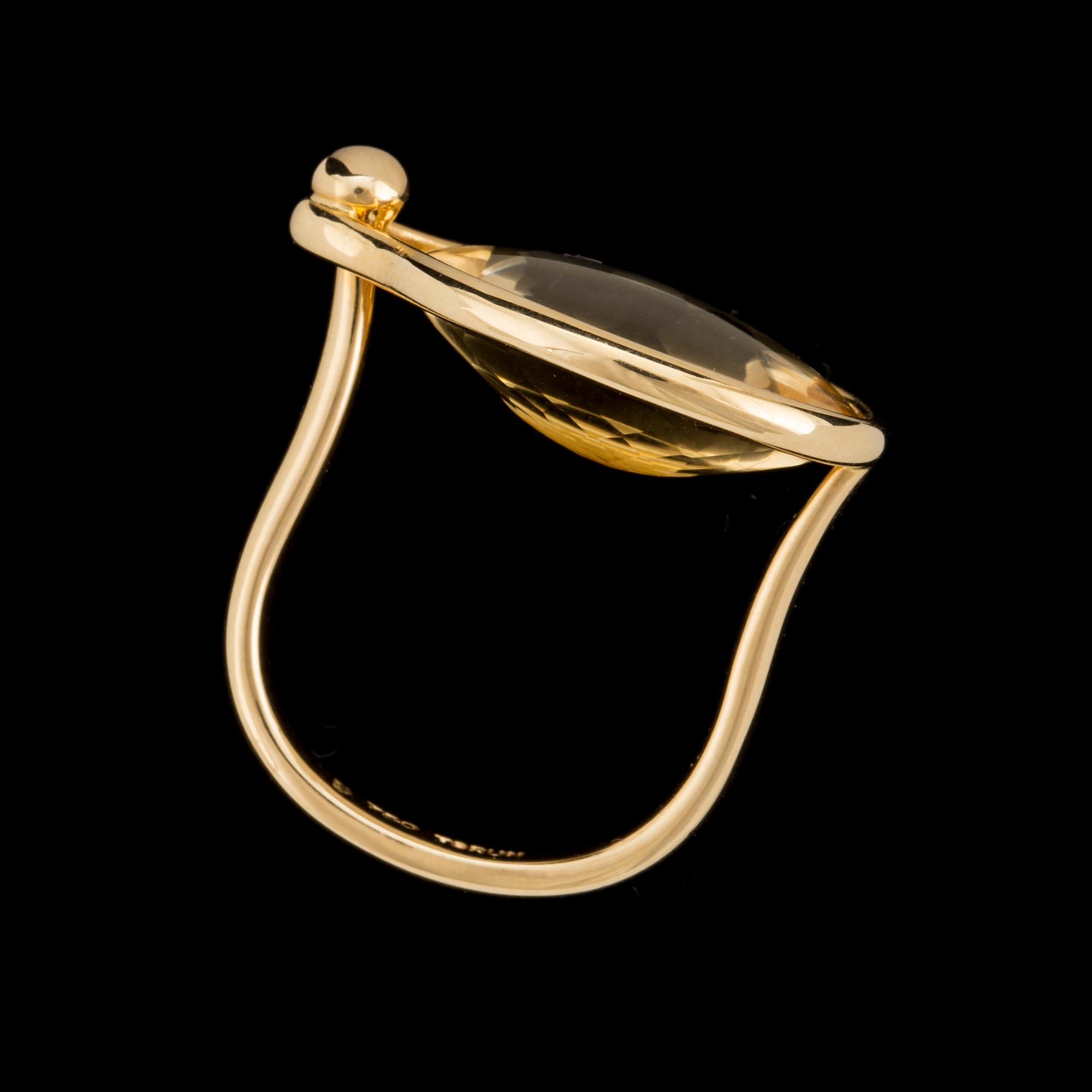 A 'Savannah' ring set with a faceted citrine by Vivianna Torun Bülow Hübe for Georg Jensen, designed 2006.