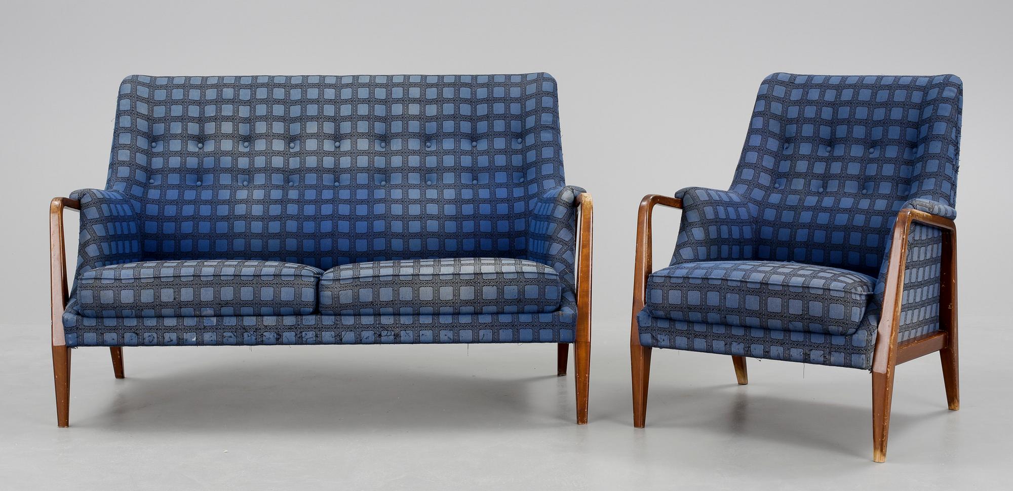 SOFFA samt FÅTÖLJ, 1950/60-tal.
