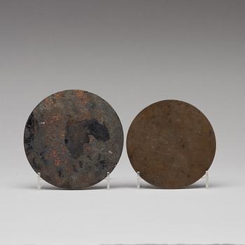 Two bronze mirrors, Tang dynasty (618-907).