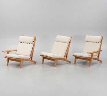 Hans J Wegner, soffa/fåtöljer, 3 delar, "GE-375", Getama, Gedsted, Danmark.