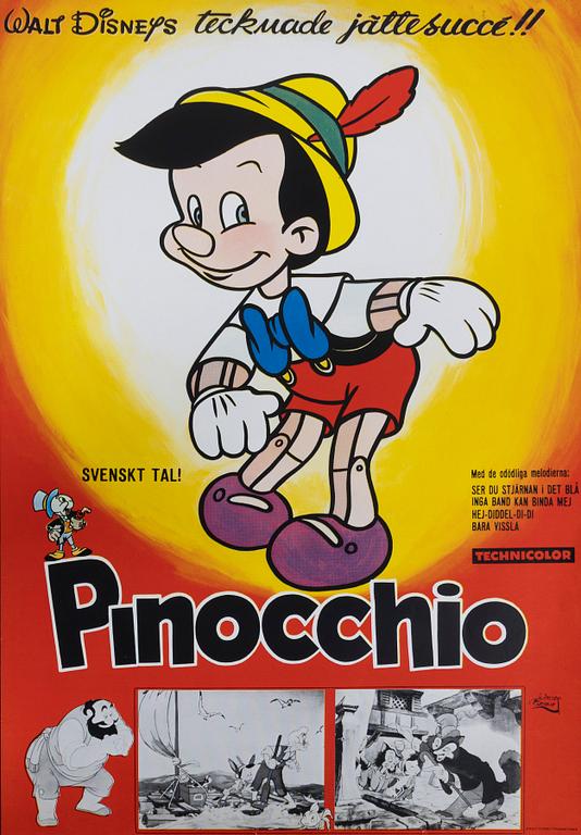 Walter Bjorne, a vintage movie poster, 'Pinocchio'.