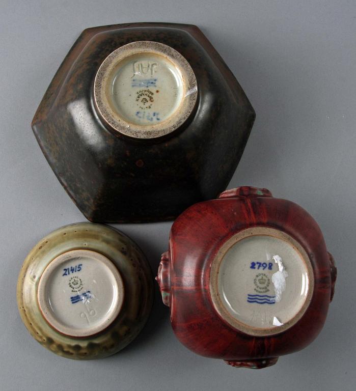VAS, SKÅL och SKÅLFAT, 2 st, porslin, Royal Copenhagen, bl a Jais Nielsen.