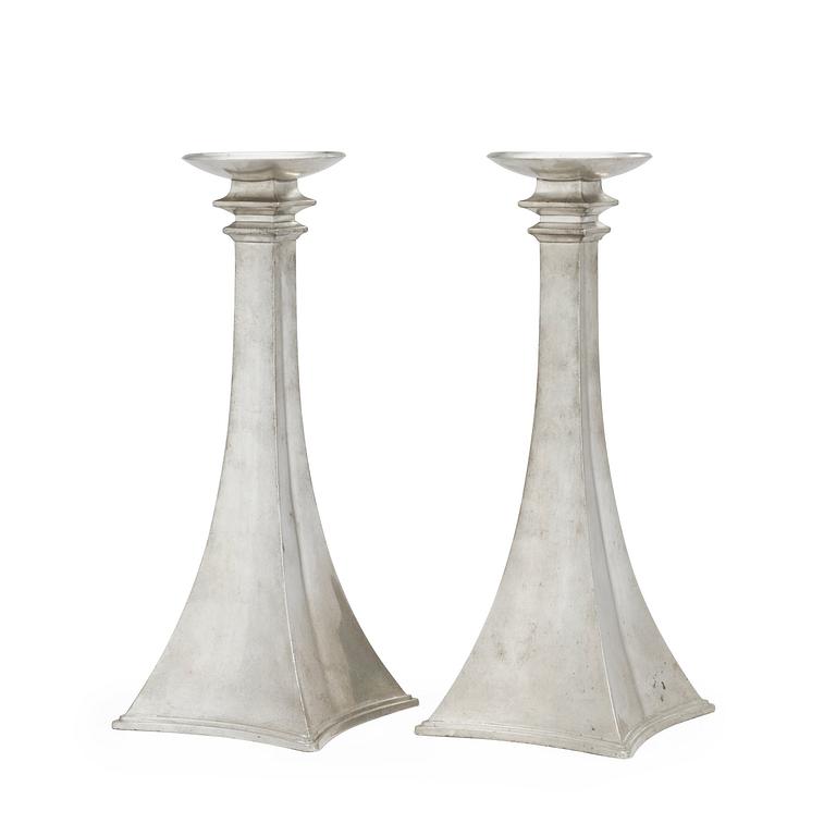 A pair of Just Andersen pewter candlesticks, Denmark 1920's-30's.