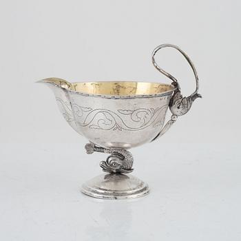 Olof Hellbom, cream jug, silver, Empire style, Stockholm 1814.