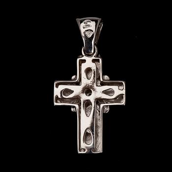 HÄNGE, kors, vitguld 18K samt 9 st briljantslipade diamanter. Vikt 4,2 g.