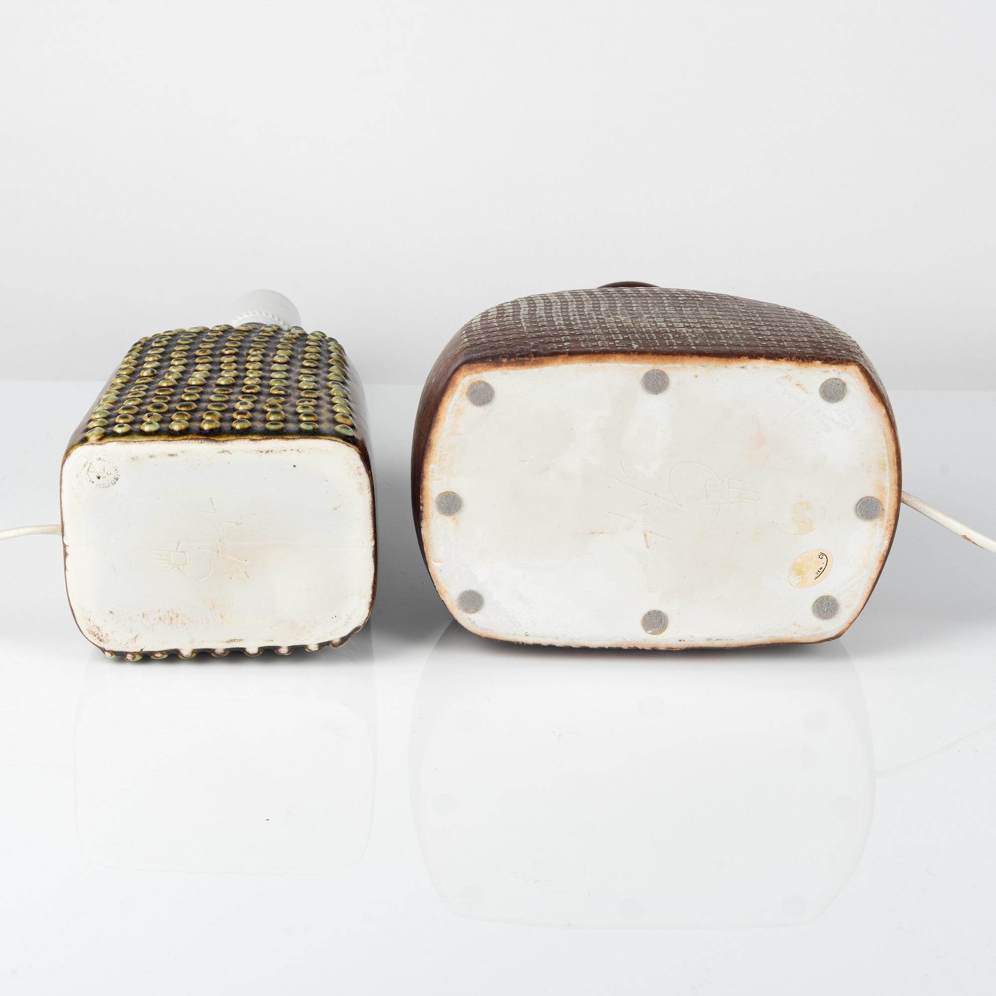 Stig Lindberg, bordslampor, 2 st, Gustavsberg Studio, 1974.