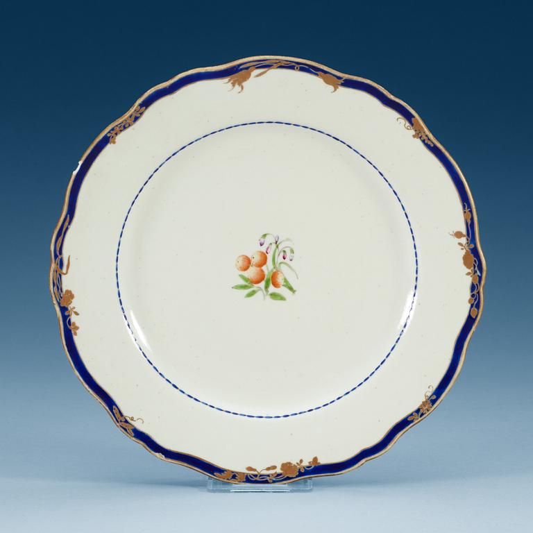 TALLRIKAR, 10 stycken, kompaniporslin. Qing dynastin, Qianlong (1736-95).