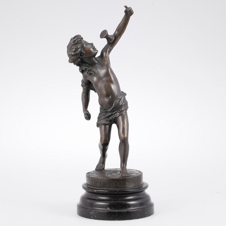 STATYETT, brunpatinerad brons, märkt Goldscheider, 1800-tal.