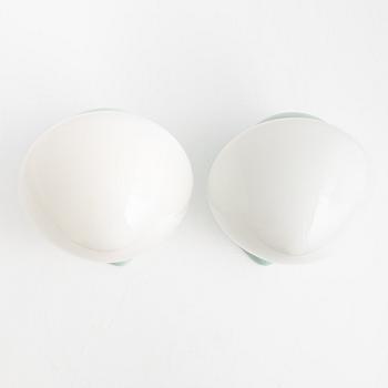 Gunnar Nylund, a pair of glass and porcelain wall lights from the 'Lyx' series, Ifö Electric, Sweden, 1960's.