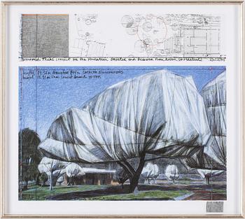 Christo & Jeanne-Claude · CHRISTO, färgoffset med tygcollage, ej signerad.