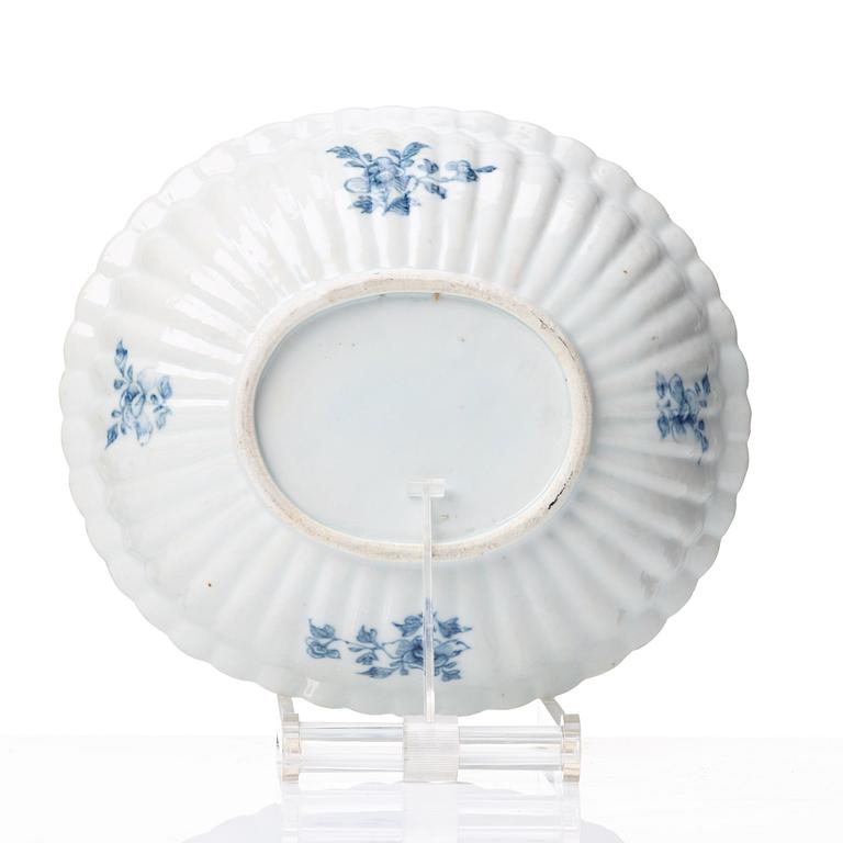 An oval blue and white bowl, Qing dynasty, Qianlong (1736-95).