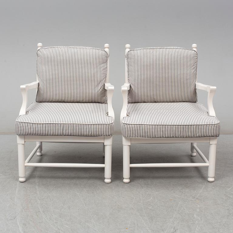 A pair of late 20th century gustavian style armchairs.