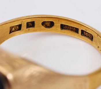 KLACKRING, blå sten, svenska stämplar, 1938.