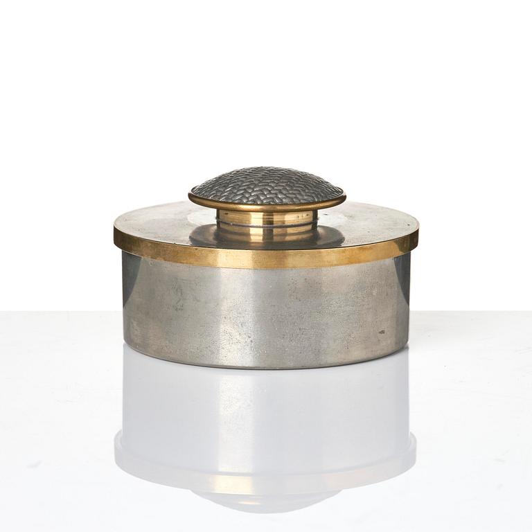 Björn Trägårdh, a pewter and brass lidded jar, Firma Svenskt Tenn, Stockholm, 1951.