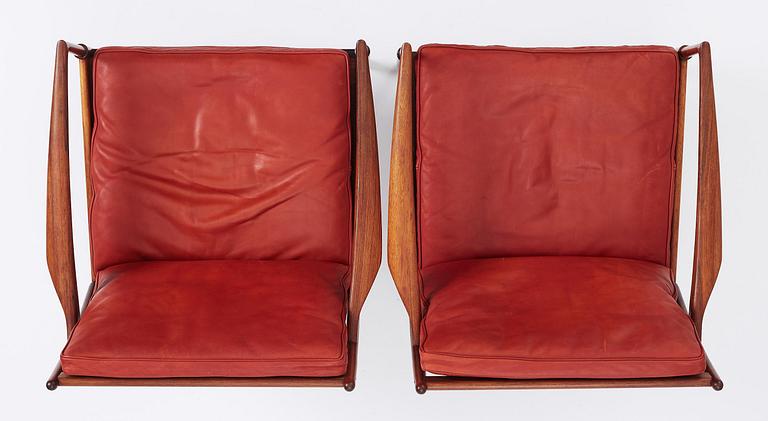 Ib Kofod-Larsen, a pair of rosewood "Samsö" armchairs, Olof Persons Fåtöljindustri (OPE), Jönköping, 1960s.