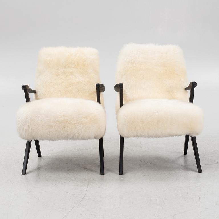 A pair of Swedish armchairs, 1950's.