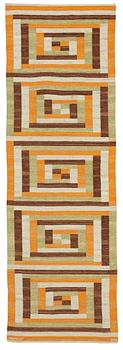 266. Barbro Nilsson, a runner, "Ostia orange", flat weave, ca 306-307 x 99-100 cm, signed AB MMF BN.