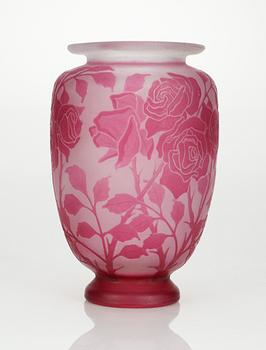 A Karl Lindeberg Art Nouveau cameo glass vase, Kosta.