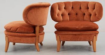 A pair of Otto Schulz 'Schulz' easy chairs, Jio Möbler, 1940-50's.