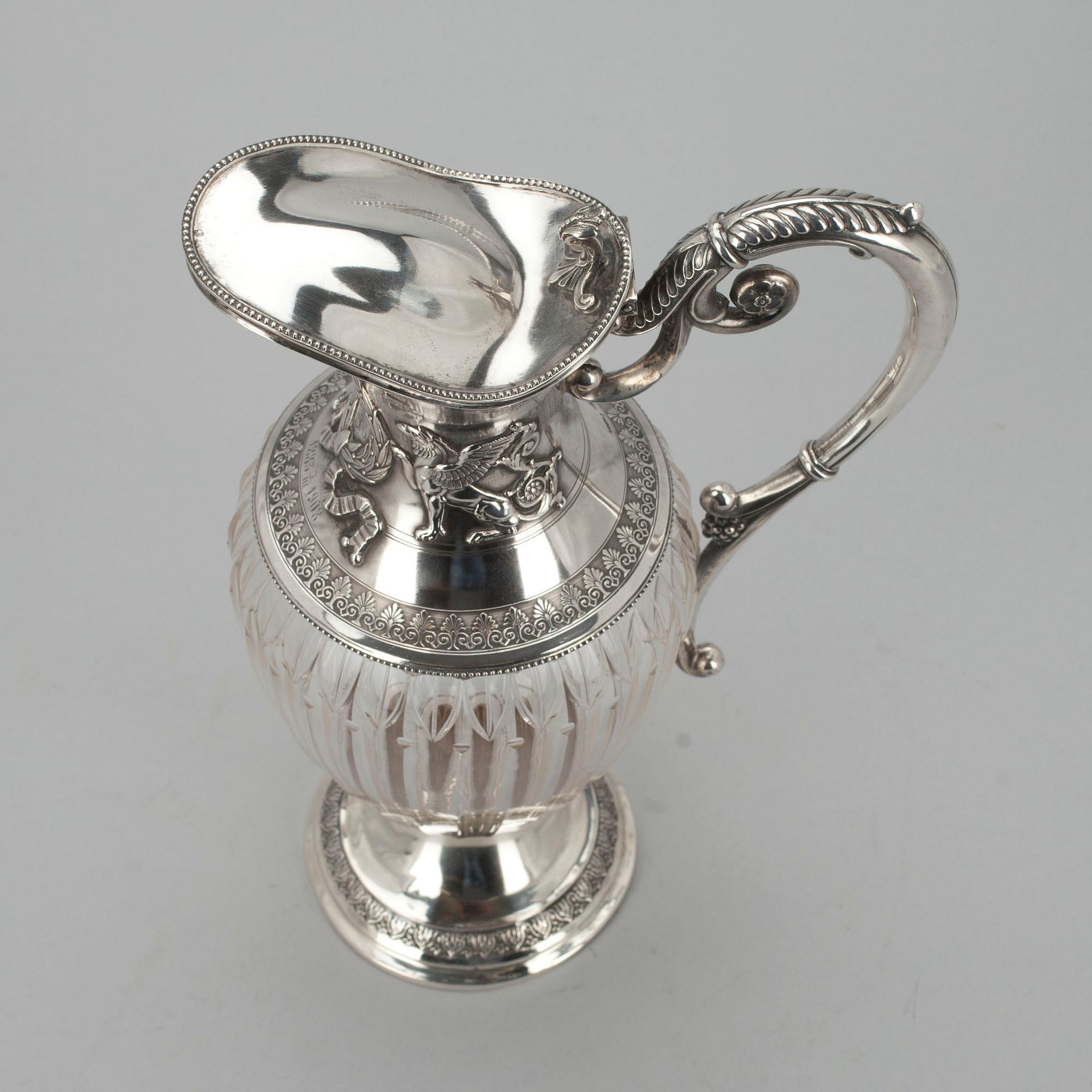 VINKARAFF, silver "900" och kristall, Mellaneuropa, ryska kontrollstämplar, sekeskiftet 1800/1900-tal.