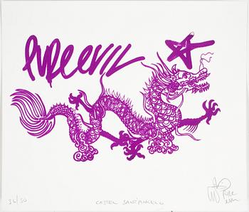PURE EVIL, "Pure Evil Dragon Snake", screen print, ed. 36/50, signerad. Dat, 2015.