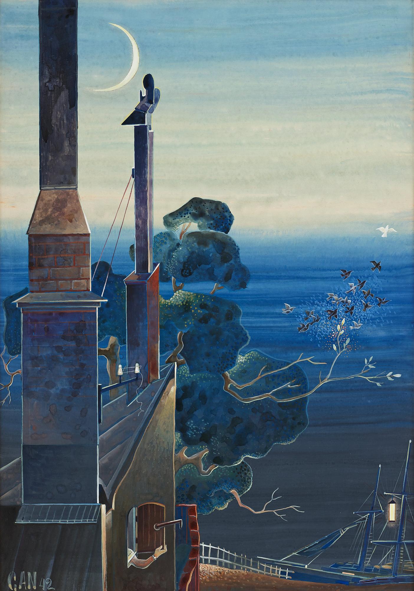 Gösta Adrian-Nilsson, View from the artist's apartment at Bastugatan, Söder, Stockholm.