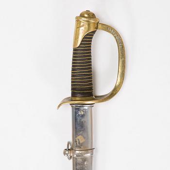 Sabre, Finnish, model 1927 (French model 1822) with scabbard.