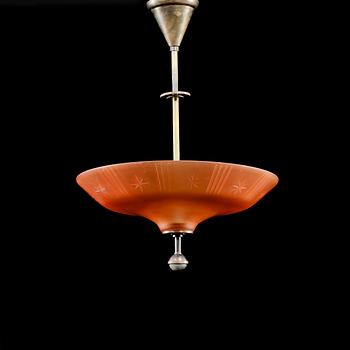 TAKLAMPA, sannolikt Orrefors, 1920/1930-tal, höjd 56 cm.