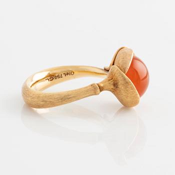 Ole Lynggaard, ring, "Lotus", 18K gold with carnelian.