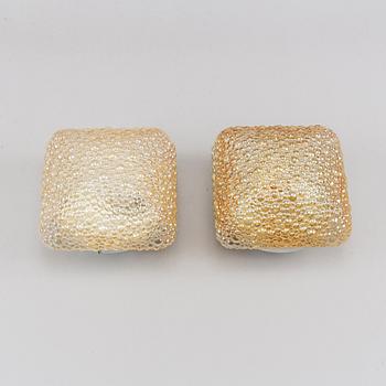 A pair of glass ceiling lights, Glashütte Limburg, Germany, second half of the 20th Century.