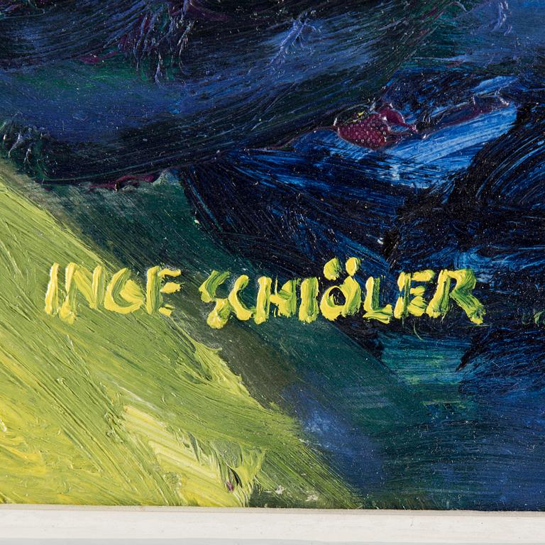 INGE SCHIÖLER, oil on panel. Signed.