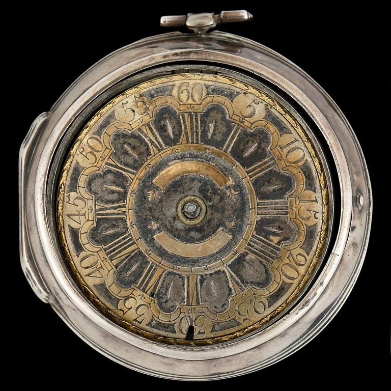 FICKUR, silver, urverket märkt Kroplin, London 1700-tal. Vikt ca 109 gram.
