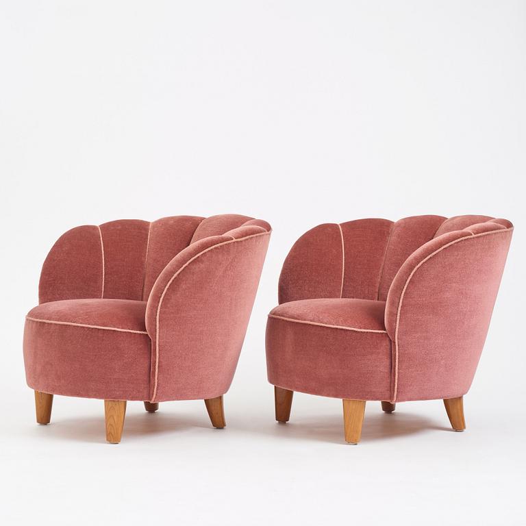 Otto Schulz, a pair of easy chairs, Boet, Gothenburg 1940s.