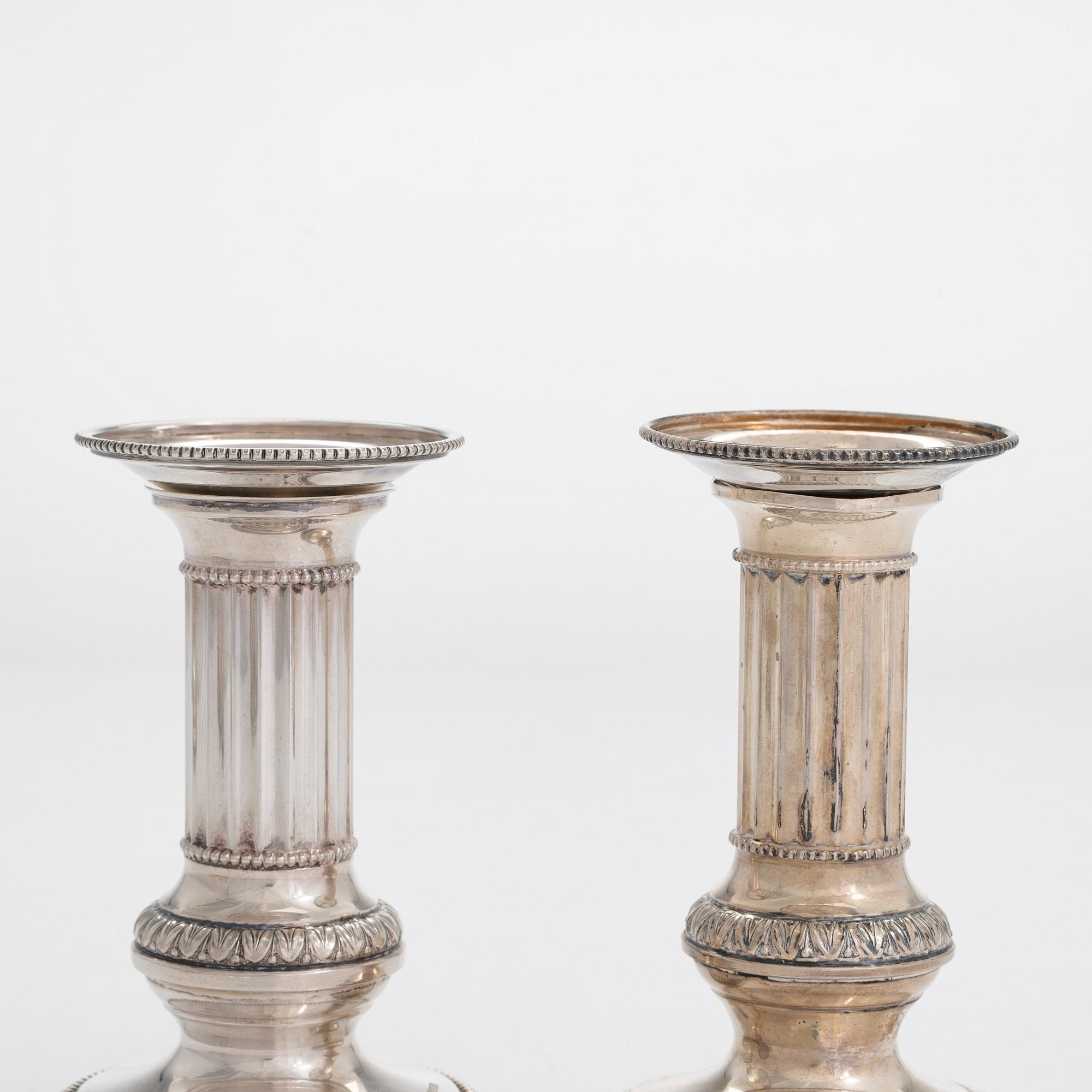 Ljusstakar, 5 st, silver, Kultateollisuus, Åbo 1966-1980.