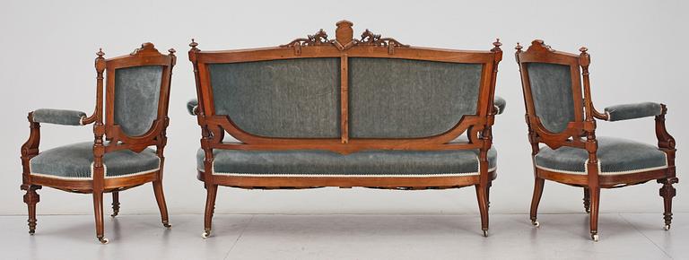 SALONGSMÖBLEMANG, 3 delar, nyrenässans, 1800-talets slut.
