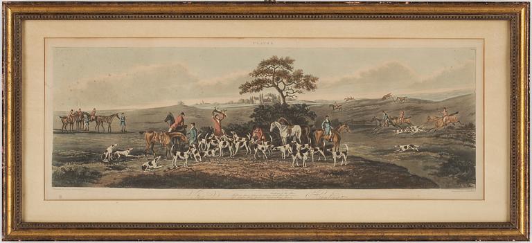GRAVYRER, 4 st, handkolorerade, England, 1800-talets första hälft.