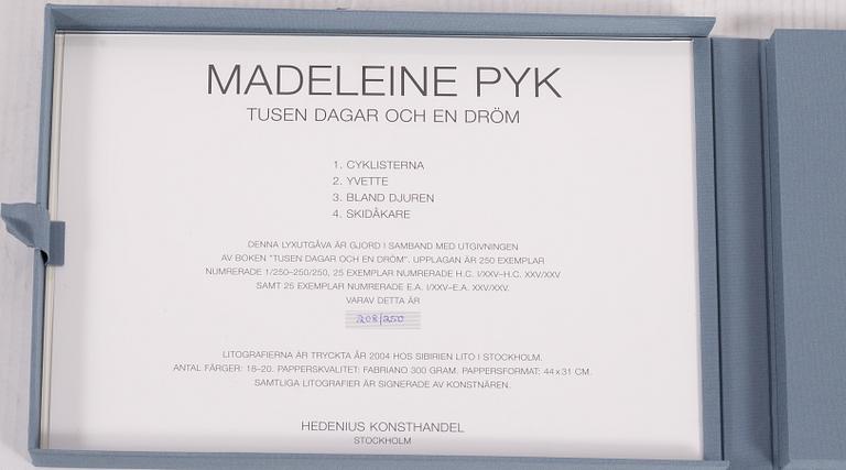 Madeleine Pyk, "Tusen dagar och en dröm", mapp med fyra färglitografier samt bok.