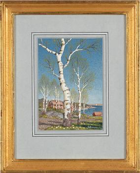 Oskar Bergman, Spring Landscape with Birches.