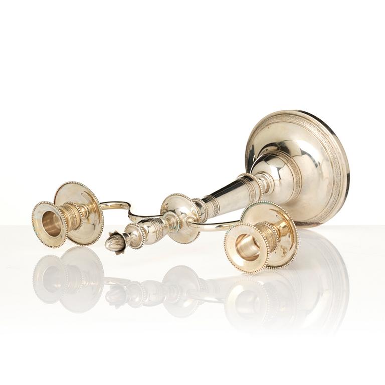 A two-light candelabrum, 800/1000 silver, Germany, 20th century.