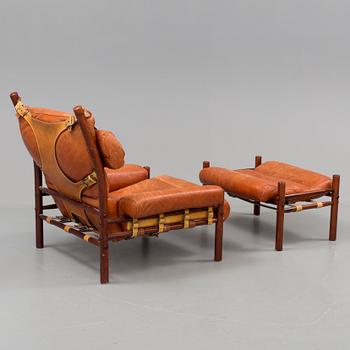 A 1960/70's 'Inca' easy chair and a foot stool by Arne Norell.