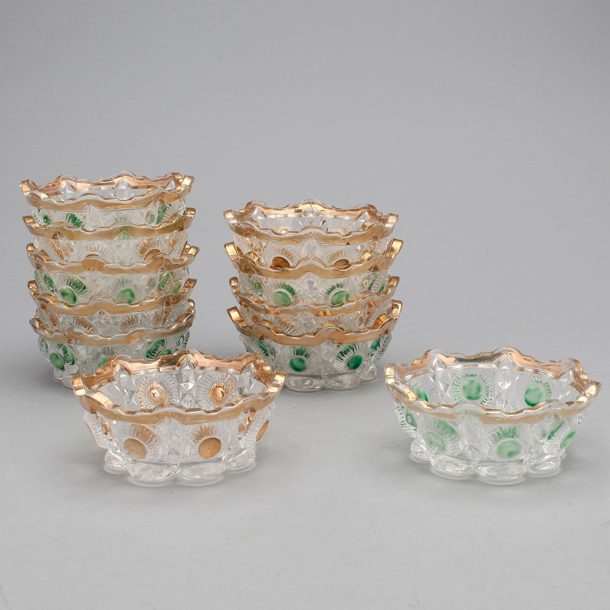 SKÅLAR, 12 st, glas, 1900-tal.