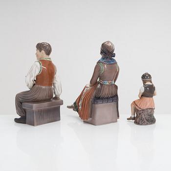 Three Dahl Jensen porcelain figurines, Denmark, mid-20th century.