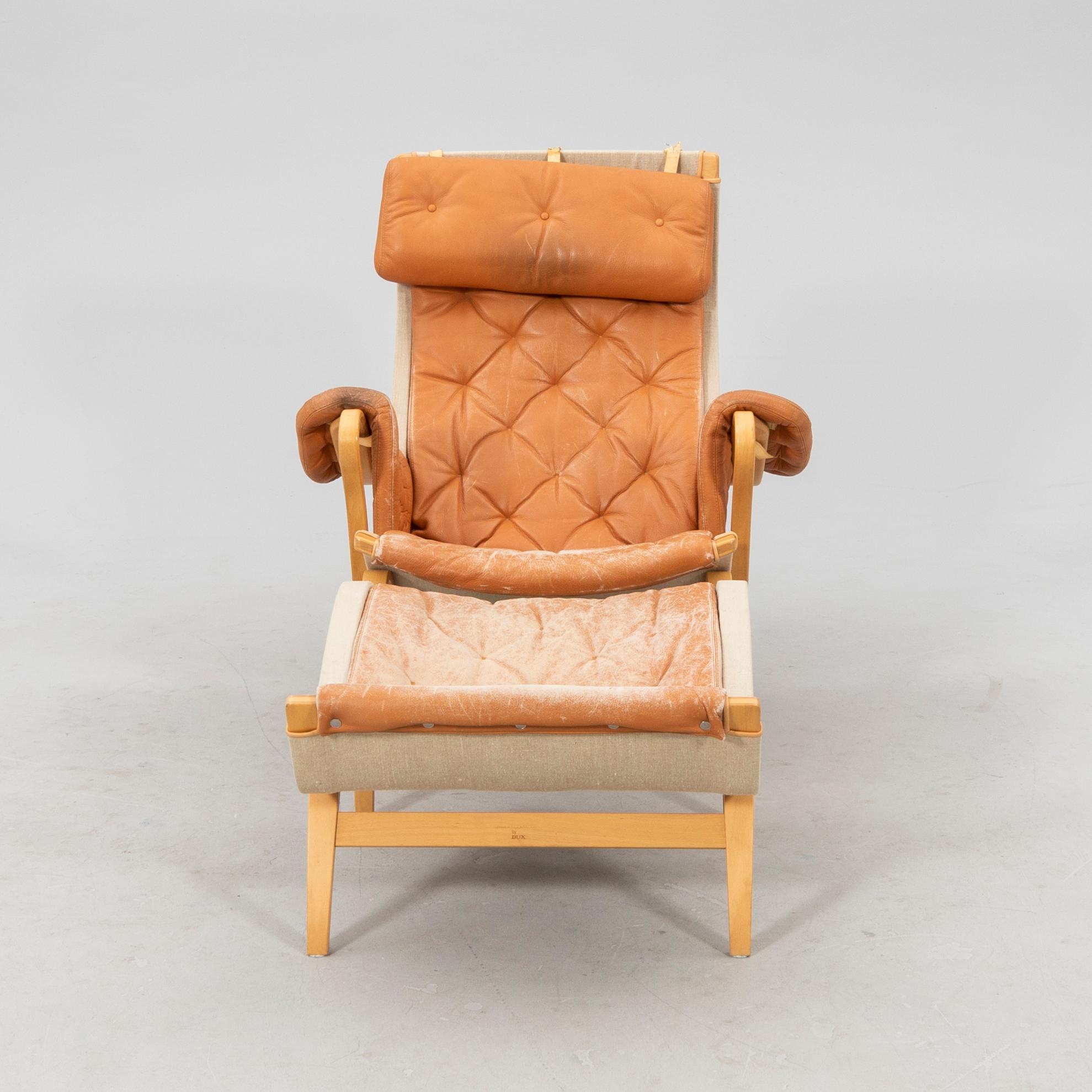 Bruno Mathsson, armchair with footstool, "Pernilla", Dux.