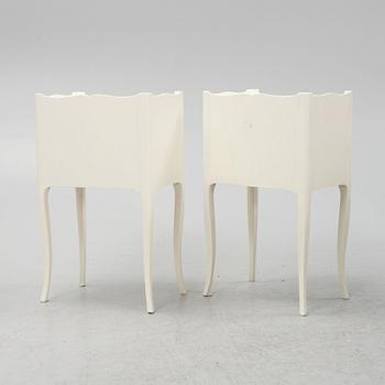 A pair of Rococo style bedside tables, mid 20th century.