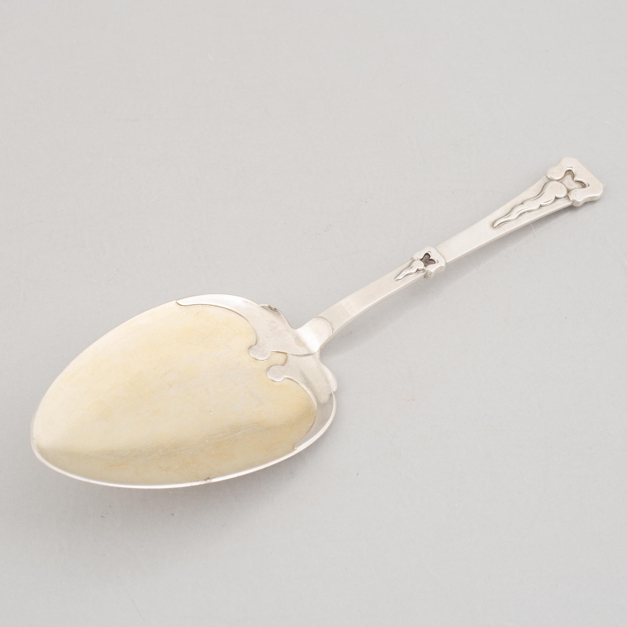 Serving utensils, 3 pcs, silver, Denmark, including Johan Rohde, "Konge/Acorn", Georg Jensen.