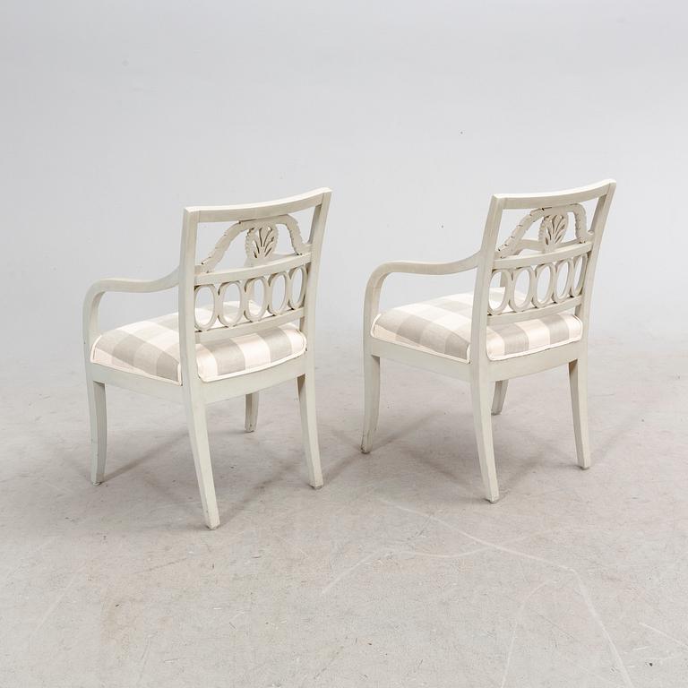 A pair of gustavian style chairs, circa 1900.