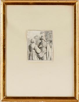 PARTI ÄLDRE GRAVYRER, 4 st, etsningar, bl.a  Adriaen van Ostade, 1600-1800-tal.
